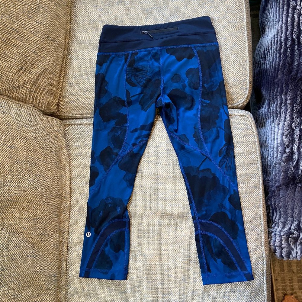 Lululemon Blue/Black Floral Crops